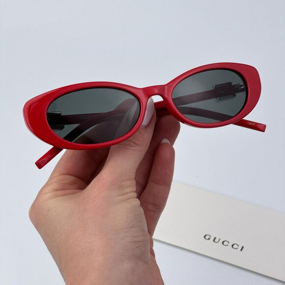 Gucci GG1680S 005 Women BRAND NEW Sunglasses Red Grey Cat Eye